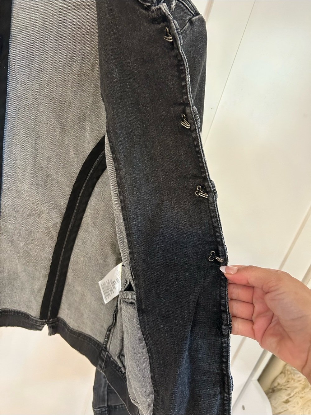 Free People black military-style distressed denim jacket - Picture 9 of 9